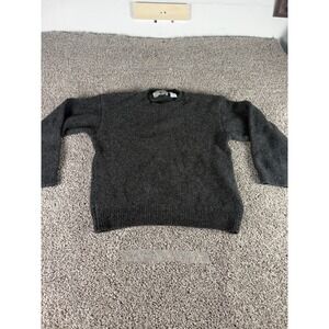 Segreto Mens Charcoal Gray Angora Wool Blend Crewneck Sweater Made in Italy L